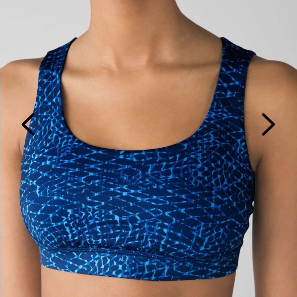 lululemon athletica Navy Blue Strappy Sports Bra with Printed Band